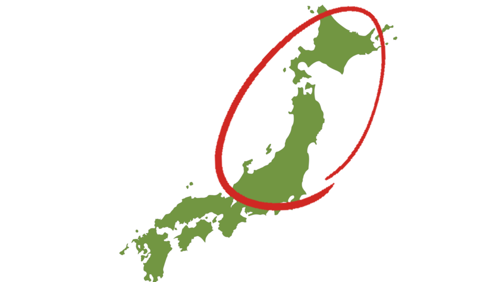 ミズナラが多い北海道・東北など冷涼な地域の図